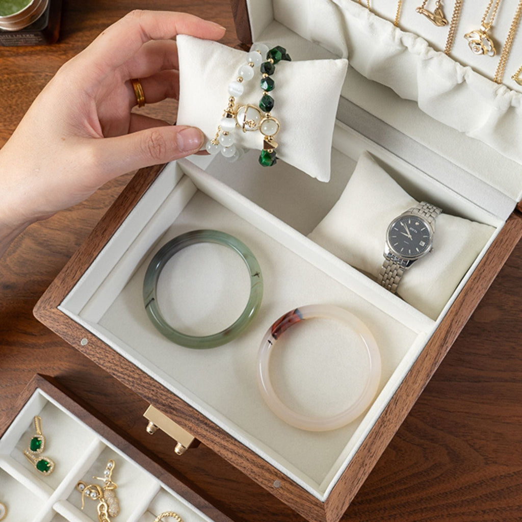 Coffret montres & bijoux en noyer massif – Format carré - Cléophée Paris