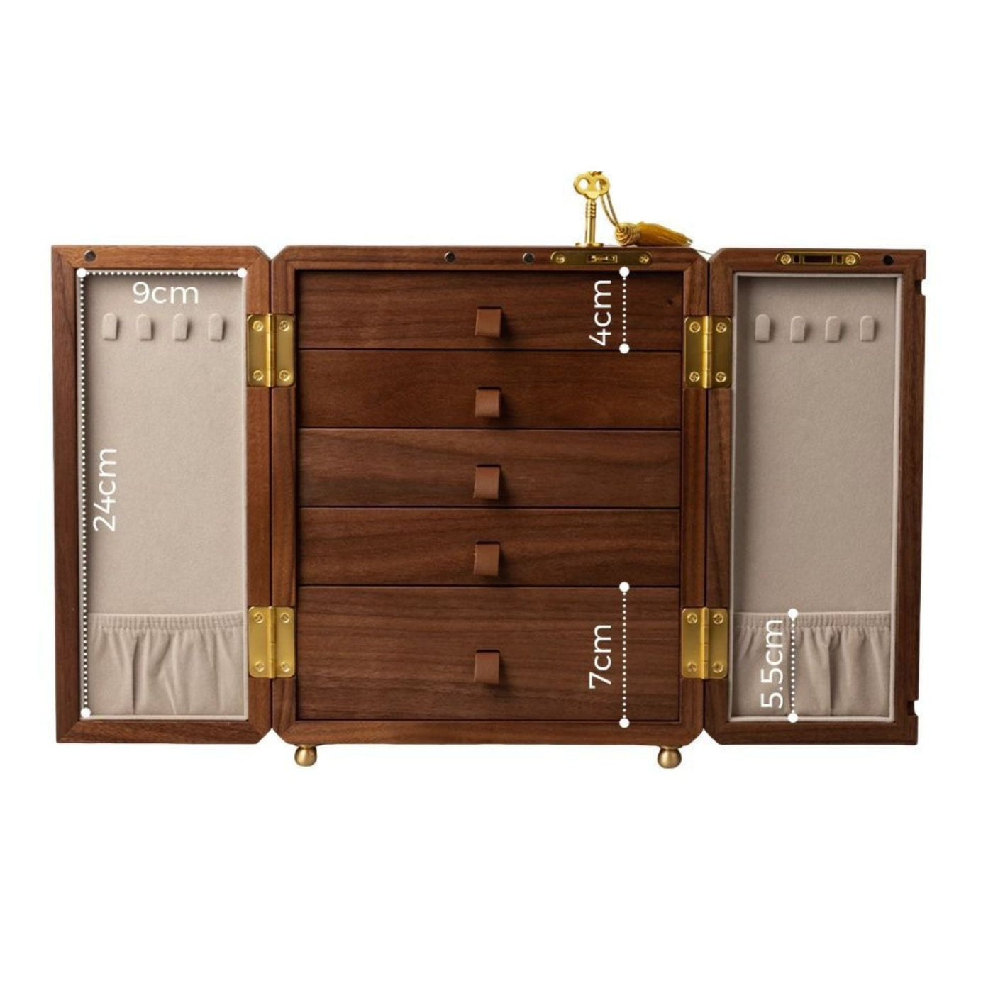 Coffret Oriental en Bois – 5 Tiroirs & Portes Latérales Verrouillables - Cléophée Paris