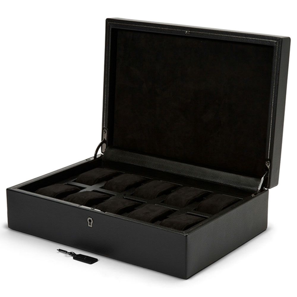 Coffret à montres noir intense – 8, 10 ou 15 emplacements | Wolf 1834 British Racing – vue 5 – Cléophée Paris
