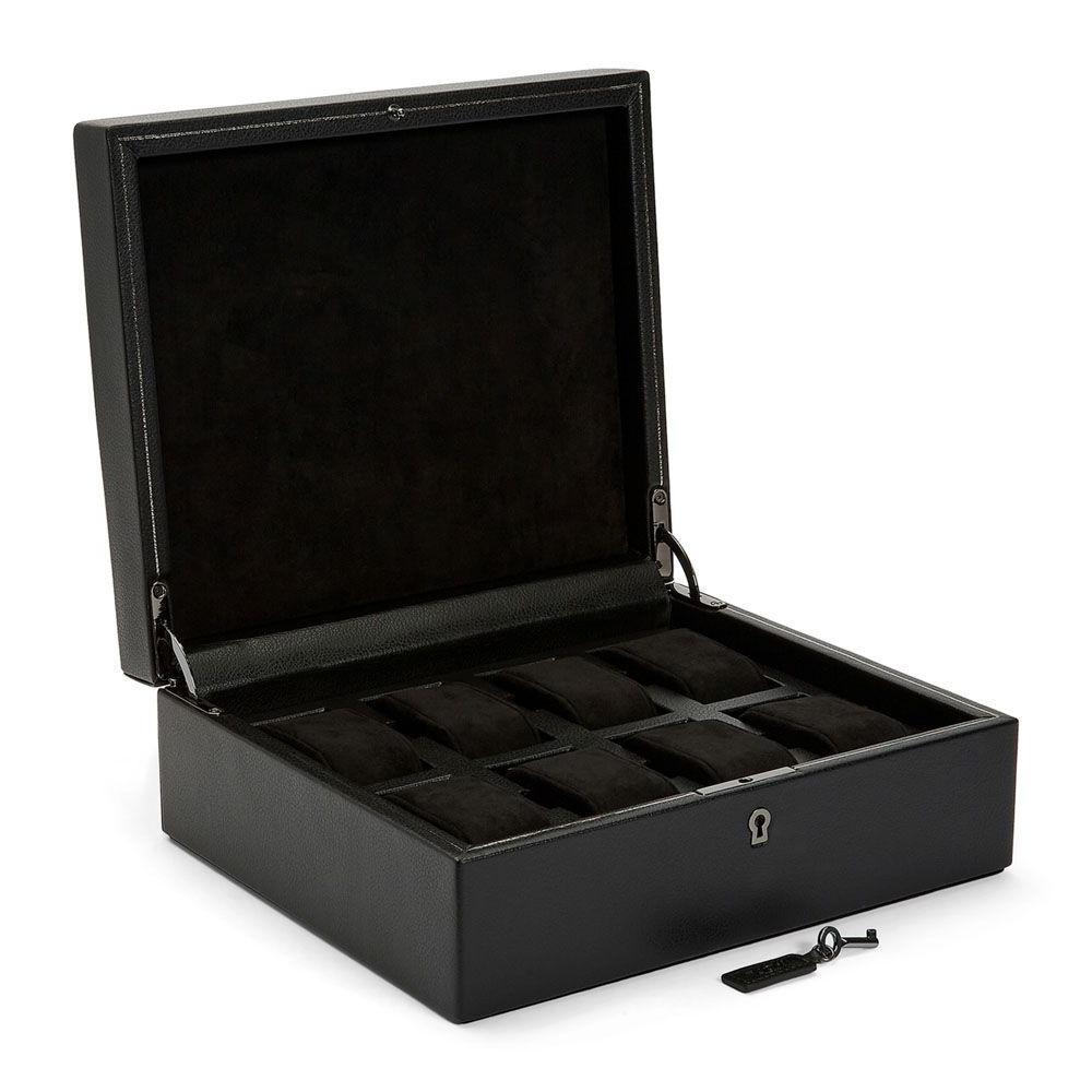 Coffret à montres noir intense – 8, 10 ou 15 emplacements | Wolf 1834 British Racing – Cléophée Paris