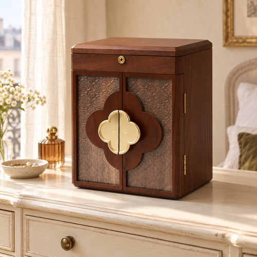 Cabinet à bijoux en bois 6 niveaux avec serrure