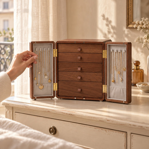 Cabinet bijoux oriental, signature Cléophée, en usage