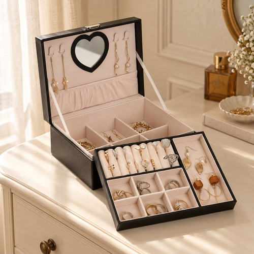 Coffret à bijoux Signature double niveau, plateau amovible