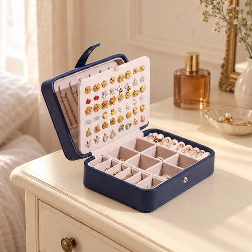 Étui à bijoux de voyage rectangulaire à boutons