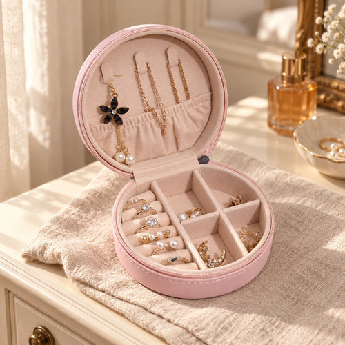 Mini coffret à bijoux de voyage zippé