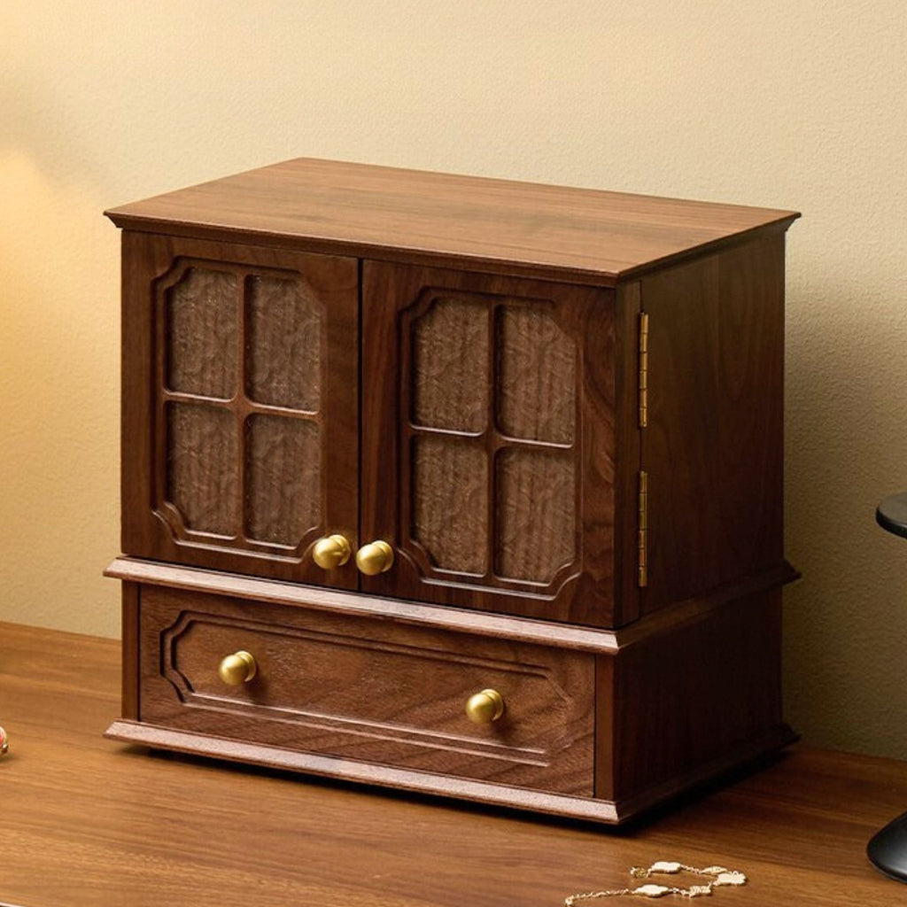 Grand Coffret à Bijoux en Noyer – 5 Tiroirs et Portes au Choix - Cléophée Paris