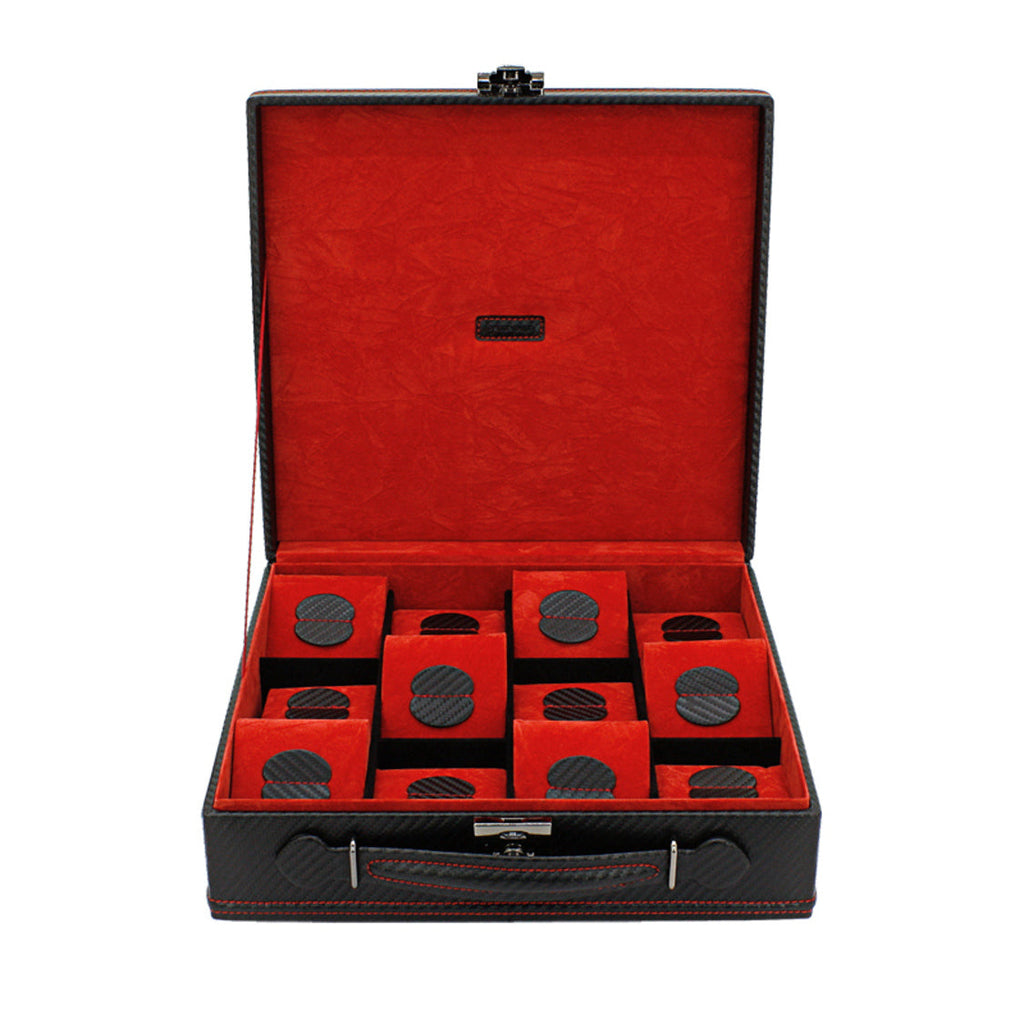 Boîte à montres en carbone rouge – 4 emplacements – vue 11 – Cléophée Paris
