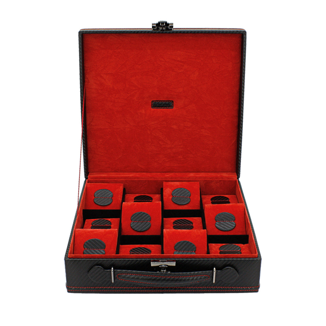 Boîte à montres en carbone rouge – 4 emplacements – vue 11 – Cléophée Paris