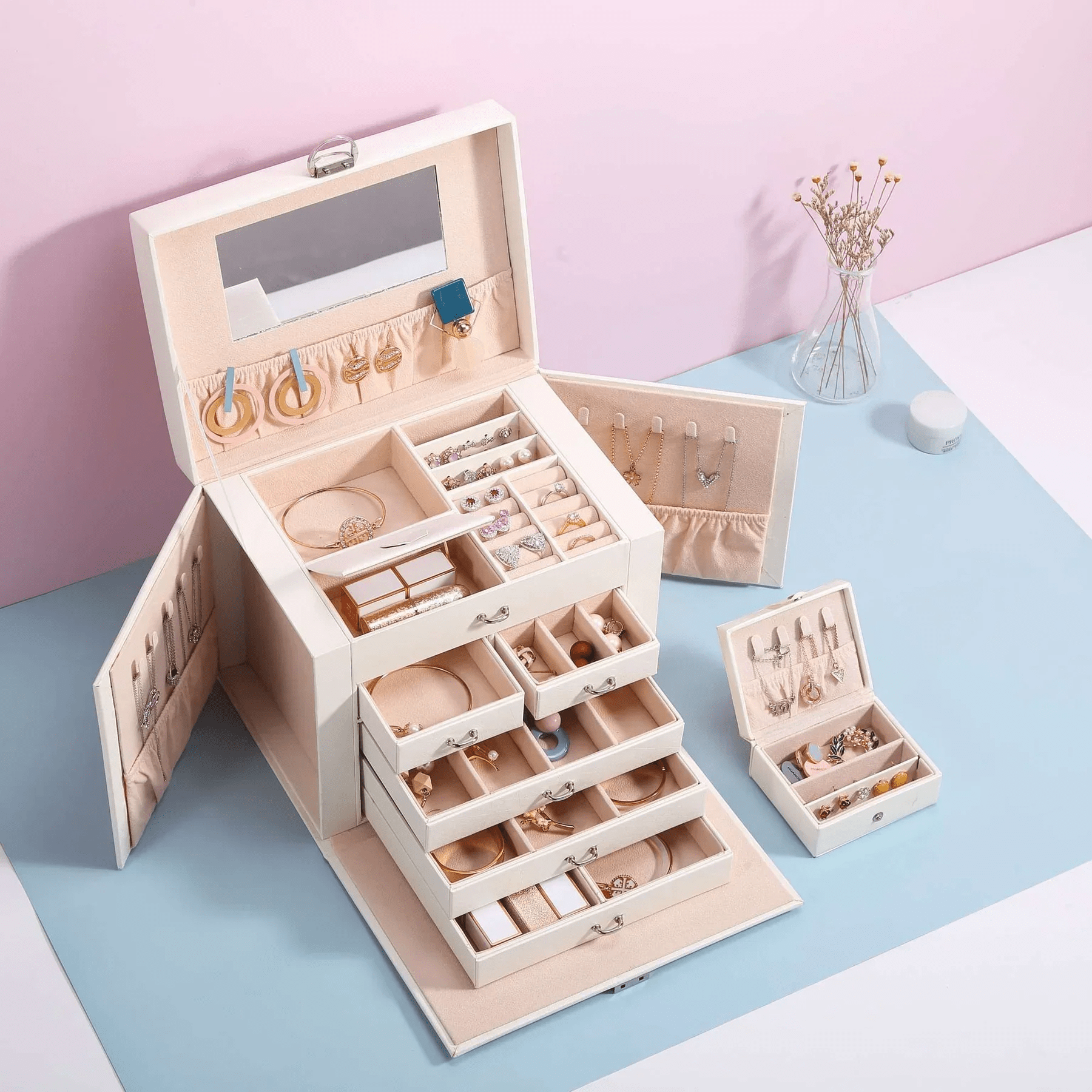 Grande boîte à bijoux avec miroir - Cléophée Paris