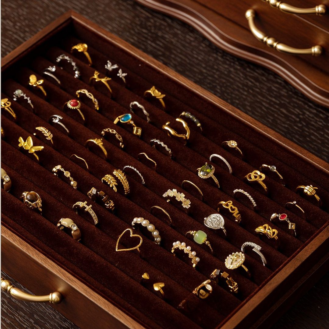 Grande boîte à bijoux en bois – 6 tiroirs et couvercle vitré - Cléophée Paris