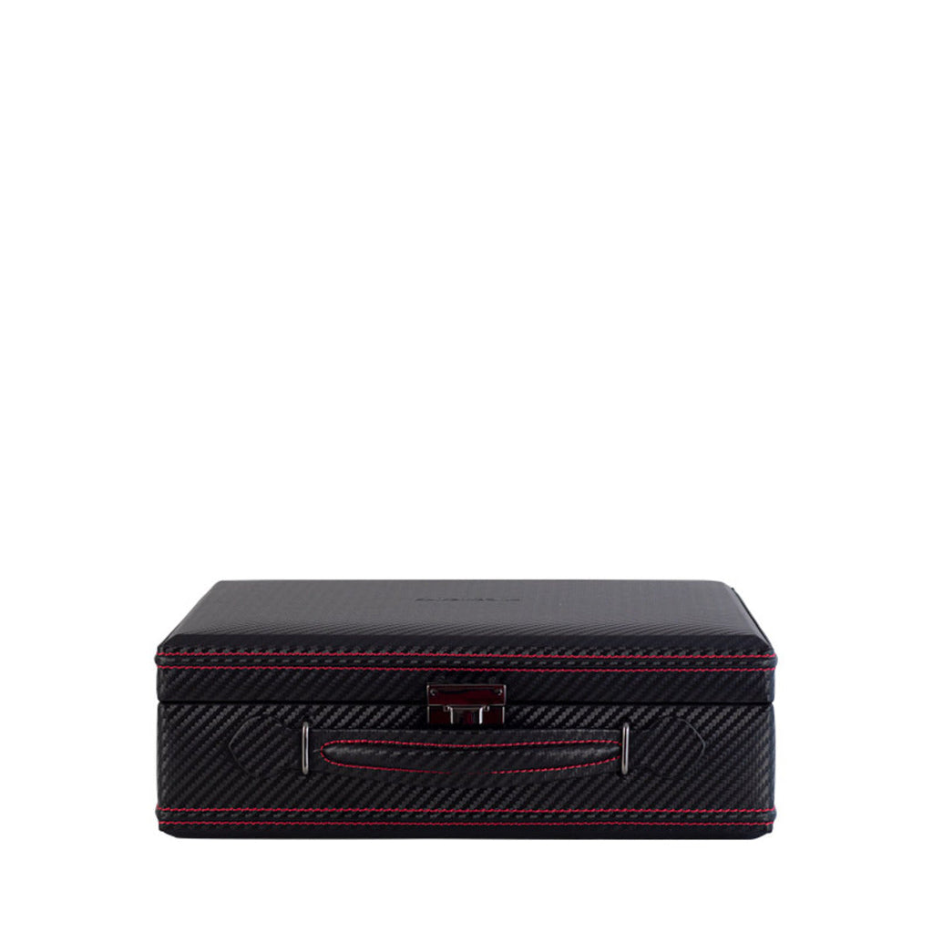 Boîte à montres en carbone rouge – 4 emplacements – vue 5 – Cléophée Paris