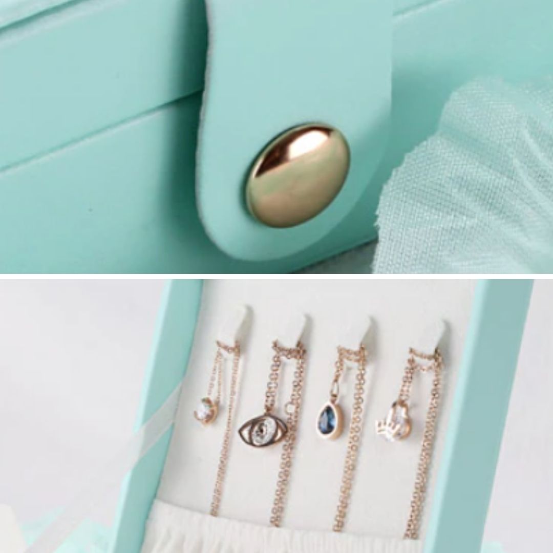 Mini boîte à bijoux de voyage – Carrée bouton - Cléophée Paris