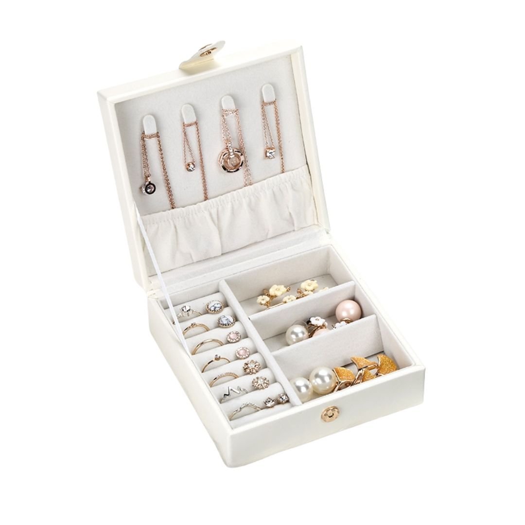 Mini boîte à bijoux de voyage – Carrée bouton - Cléophée Paris