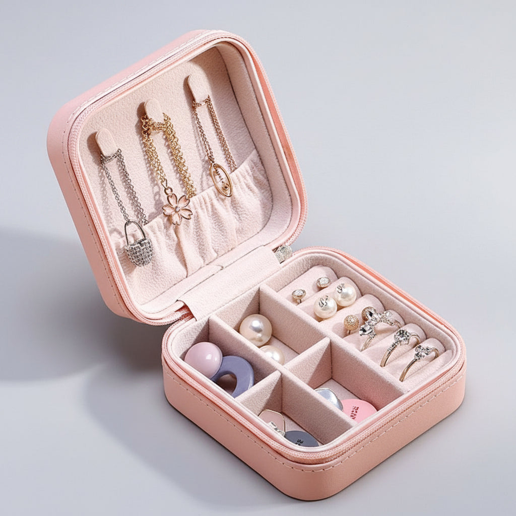 Mini coffret zippé – Boîte à bijoux ronde - Cléophée Paris