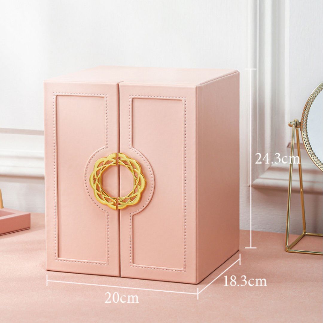 Organisateur de Bijoux Style Cabinet en Cuir PU – 5 Tiroirs et Crochets - Cléophée Paris
