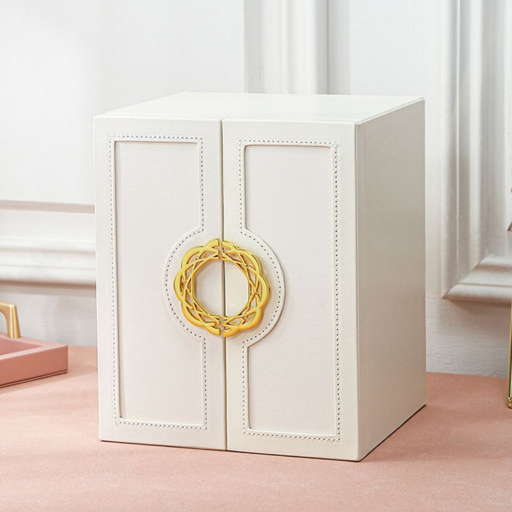 Organisateur de Bijoux Style Cabinet en Cuir PU – 5 Tiroirs et Crochets - Cléophée Paris