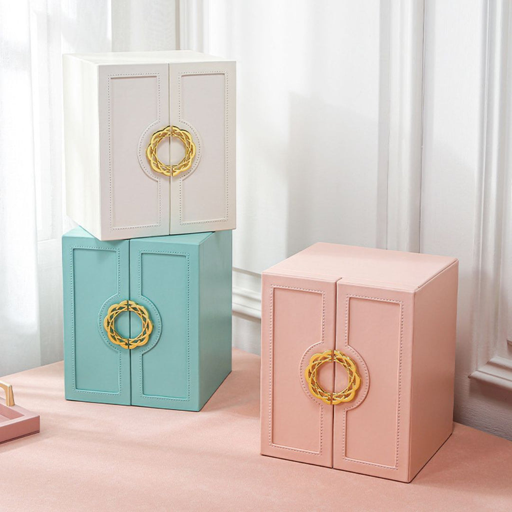 Organisateur de Bijoux Style Cabinet en Cuir PU – 5 Tiroirs et Crochets - Cléophée Paris